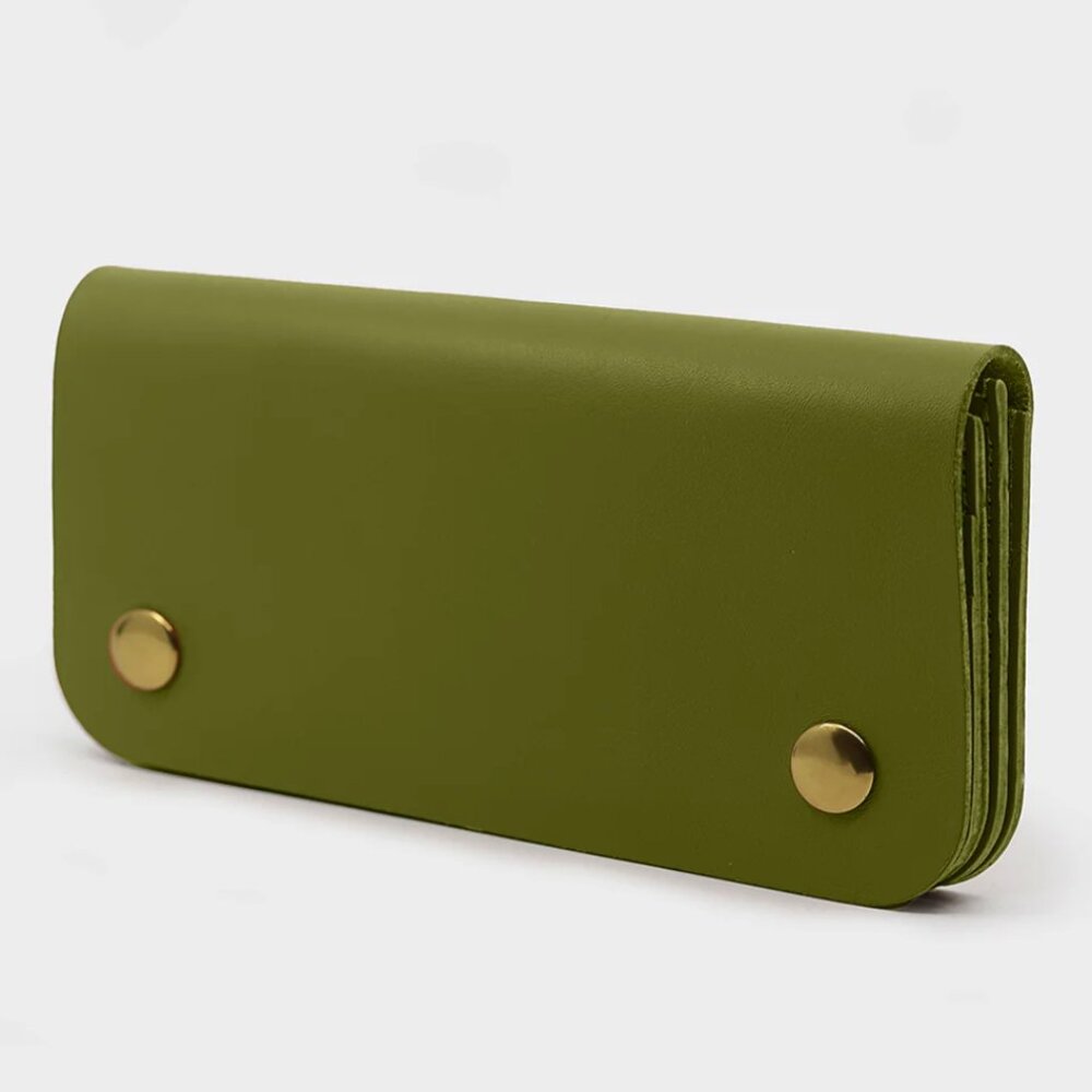 Minor History Ledger Wallet 2.0 Green Leather with Brass Snap - Barbera